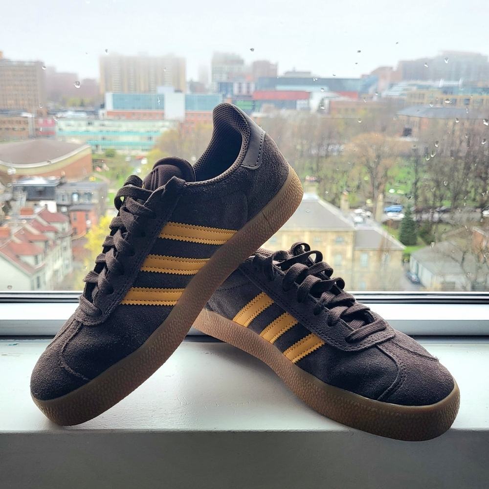 Brown Adidas Gazelle ADV Sneakers, Gum Sole